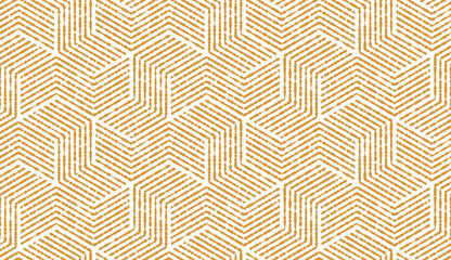 Abstract geometric pattern with stripes, lines. Seamless vector background. White and gold ornament. Simple lattice graphic design