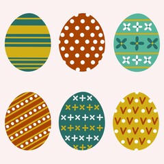 Vector icons of Easter eggs. Isolated icons on a white background.