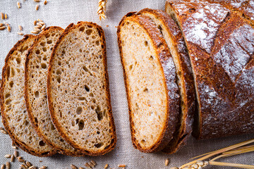 Delicious mixed rye bread, also called gray bread