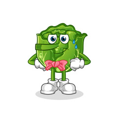 cabbage lie like Pinocchio character. cartoon mascot vector