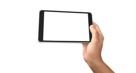 Hands holding a tablet touch computer gadget