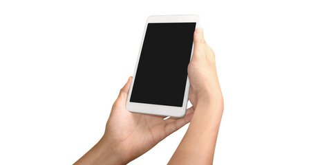 Hands holding a tablet touch computer gadget