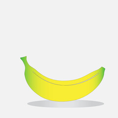 Yellow, realistic banana on a white isolated background.