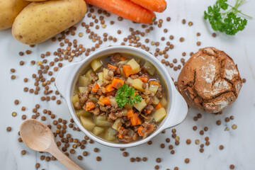 A bowl of lentil soup a delicious and common dish