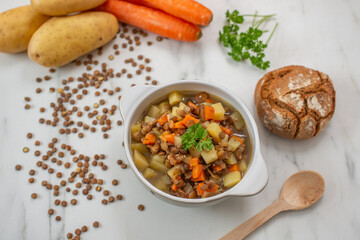 A bowl of lentil soup a delicious and common dish