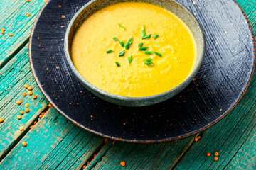 Rustic soup with lentils