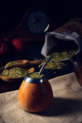 Prepare yerba mate with calabash and bombilla
