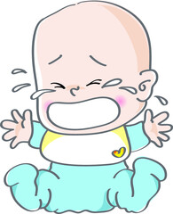 vector cartoon cute baby cry