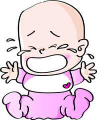 vector cartoon cute baby cry