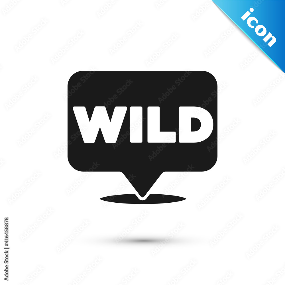 Poster grey pointer to wild west icon isolated on white background. western signboard, message board, signp