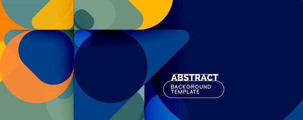 Flat geometric round shapes and dynamic lines, abstract background. Vector illustration for placards, brochures, posters and banners