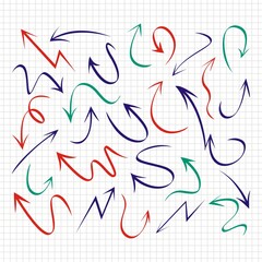 Set of arrows vector illustration.Arrow doodles vector. A set of simple sketches of arrows. Up, down, left, right ones