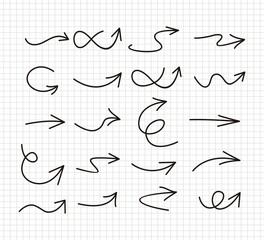 Set of arrows vector illustration.Arrow doodles vector. A set of simple sketches of arrows. Up, down, left, right ones