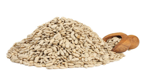 Sunflower seeds isolated on white background
