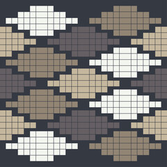 Ethnic figures from squares. Mosaic with geometric shapes. Seamless pattern. Textile. Ethnic boho ornament. Vector illustration for web design or print.