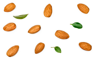 Almond nuts isolated on white background