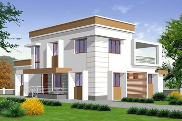 modern house with garden