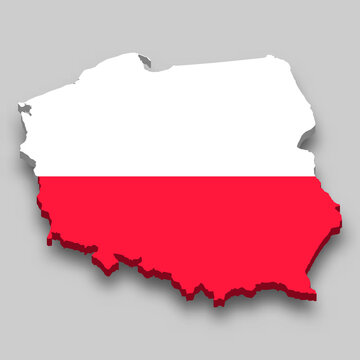 Fototapeta 3d isometric Map of Poland with national flag.