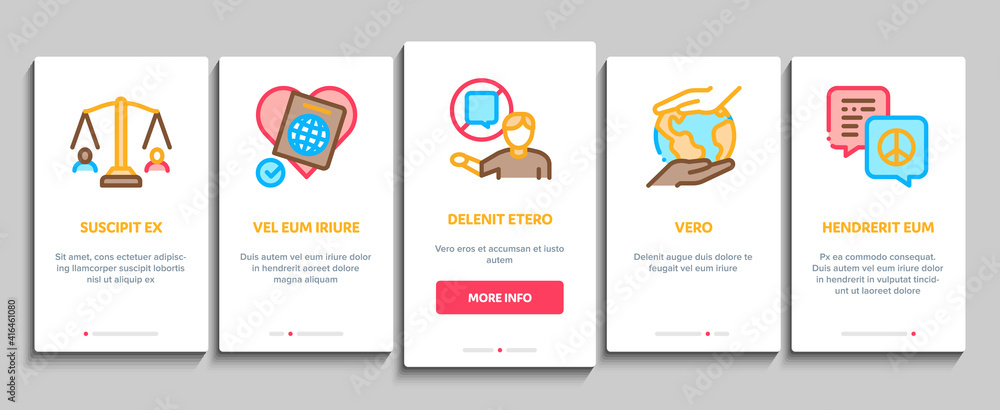 Poster tolerance and equality onboarding mobile app page screen vector. tolerance for different religion an