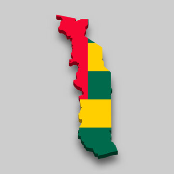 recommend clip art: 3d isometric Map of Togo with national flag.