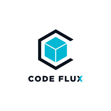 Awesome Company Logo. Creative Startup Company Logo. Code Flux Logo