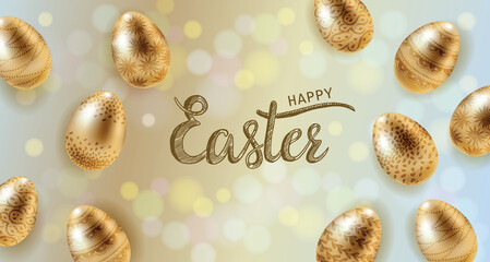  Happy Easter hand drawn style, vector illustration.