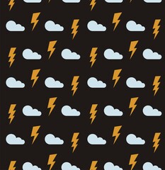 Seamless pattern of  thunder symbol  on black background