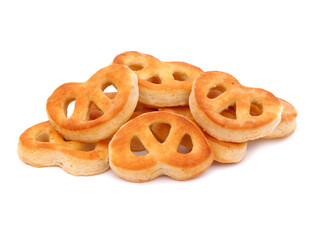 Soft cheese pretzels isolated on white
