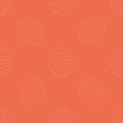 Happy Easter pattern. Easter pastel orange background. Easter eggs whith modern ornaments. Printable for scrapbooking, paper, greeting cards, paper, napkins on the table.