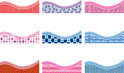 vector colourful wave sea water fire wine design line background set