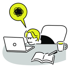 ノートパソコンで仕事や勉強をする男性
テレワーク 