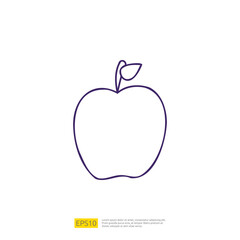 apple fruit doodle icon. stroke line sign symbol vector illustration