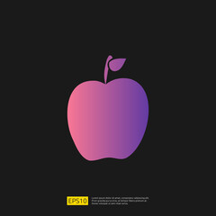 apple fruit doodle icon. Gradient glyph sign symbol vector illustration