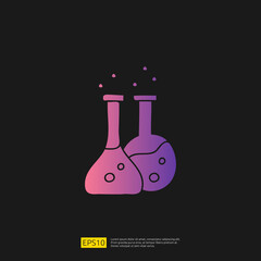 chemical bottle doodle icon for education and back to school concept. Gradient glyph sign symbol vector illustration