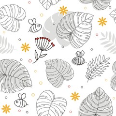  Elegance Seamless pattern with floral, vector floral illustration in vintage style