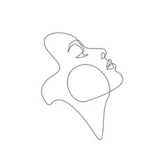 Abstract Woman Face Continuous One Line Vector Drawing. Style Template with Abstract Female Face. Modern Minimalist Simple Linear Style. Beauty Fashion Design