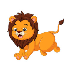 Fototapeta premium Cute baby lion cartoon jumping