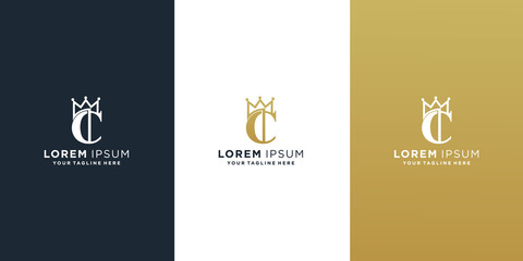 letter c crown logo design