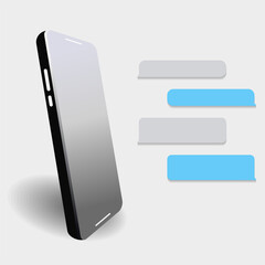 Mobile phones with chat messages notification. Blank messages bubbles. Online talking, speak, conversation, dialog concept. Illustration vector