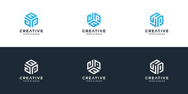 Initials jc jp logo design template
