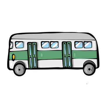 Bus on white background Cute Cartoon transport. . Vector illustration