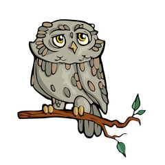 Owl Friendly Cute forest animal Cartoon. Vector illustration