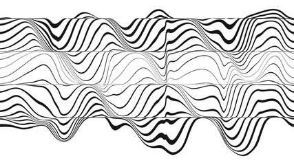 Abstract flow lines background . Fluid wavy shape .Striped linear pattern . Music sound wave . Vector illustration