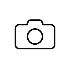 Camera icon symbol. Photograph sign. Simple flat shape logo. Black outline silhouette isolated on white background. Vector illustration image.