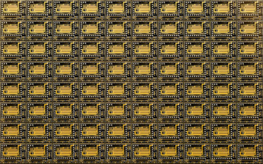 A fragment of a silicon wafer with the topology of a computer microchip