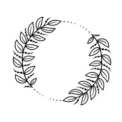 Obraz premium Floral frame decorative wreath doodle line vector 