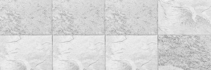 Panorama of White stone tile floor pattern and seamless background