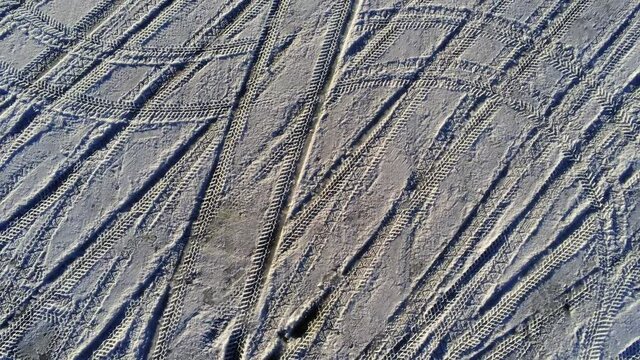 Tire tracks in snow 