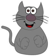 a very cute cartoon grey cat with a big moustache