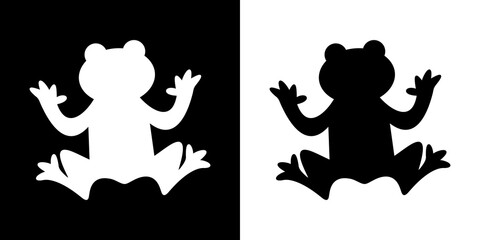 Frog shadow with monochrome silhouette on black and white colour - obrazy, fototapety, plakaty
